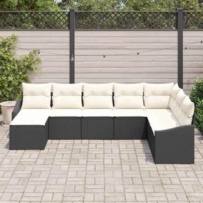 vidaXL Σετ Καναπέ Κήπου 8 pcs Μαύρο Πολυ ράταν