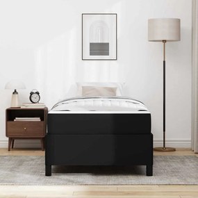 vidaXL Σκελετός κρεβατιού με στρώμα Μαύρο 90 x 190 cm Τεχνητό δέρμα