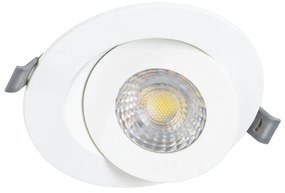 GloboStar LEXIS JOINT 60990 Χωνευτό LED Κινούμενο Spot Downlight 7W 680lm 45° AC 220-240V IP44 Φ12cm x Υ3.1cm - Στρόγγυλο - Λευκό - Φυσικό Λευκό 4500K - Bridgelux Chip - TÜV Certified Driver - 5 Years Warranty