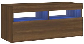 vidaXL Έπιπλο Τηλεόρασης με LED Καφέ Δρυς 90 x 35 x 40 εκ.
