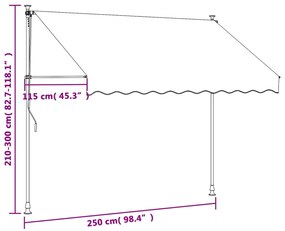 Τέντα Συρόμενη Κρεμ 250 x 150 εκ. από Ύφασμα και Ατσάλι - Κρεμ