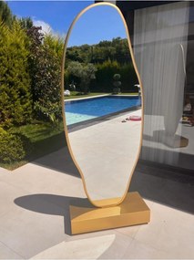 Stewehome Ασύμμετρος καθρέφτης δαπέδου με MDF και ακρυλικό χρυσό φινίρισμα