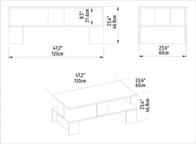 Τραπέζι σαλονιού Olly pakoworld λευκό 120x60x47εκ