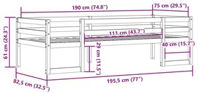 Πλαίσιο Παιδικού Κρεβατιού 75 x 190 εκ. από Μασίφ Ξύλο Πεύκου - Λευκό