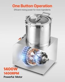 VEVOR Food Processor &amp; Vegetable Chopper 15L Food-Grade Stainless Steel Blender