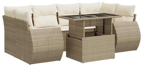 vidaXL Σαλόνι Κήπου Σετ 7 τεμ. Μπεζ Συνθετικό Ρατάν με Μαξιλάρια