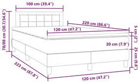 Box Spring κρεβάτι με στρώμα σκούρο πράσινο 120x220cm Βελούδινο - Πράσινο