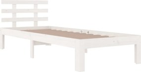 vidaXL Πλαίσιο Κρεβατιού Λευκό 75x190 εκ. Μασίφ Ξύλο Small Single