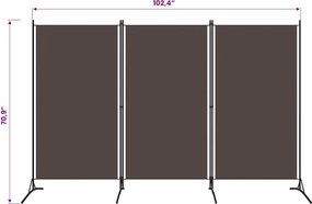 vidaXL Διαχωριστικό Δωματίου με 3 Πάνελ Καφέ 260 x 180 εκ.