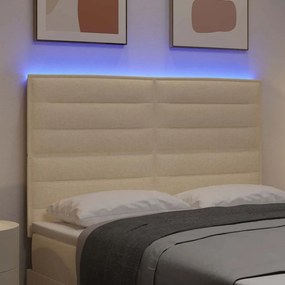 vidaXL LED κεφαλάρι Κρεμ ύφασμα