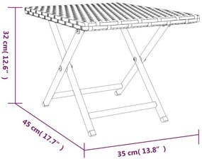 Τραπέζι Πτυσσόμενο Μαύρο 45 x 35 x 32 εκ. από Συνθετικό Ρατάν - Μαύρο