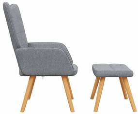 vidaXL Πολυθρόνα Relax Ανοιχτό Γκρι Υφασμάτινη με Σκαμπό