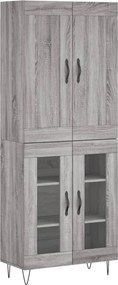 vidaXL Ντουλάπι Γκρι Sonoma 69,5 x 34 x 180 εκ. Επεξεργασμένο Ξύλο