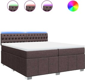 vidaXL Κρεβάτι Boxspring με Στρώμα Σκούρο Καφέ 200x200 εκ. Υφασμάτινο