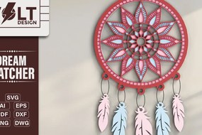 Σετ των 2 Intra απο ξύλο plywood 3mm-4mm πάχος 3d Dream Catchers Layered Cut File Δίασταση 20x30 cm INTRAFABR-101425529