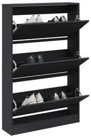 vidaXL Παπουτσοθήκη Μαύρη 80x21x125,5 εκ. από Επεξεργασμένο Ξύλο