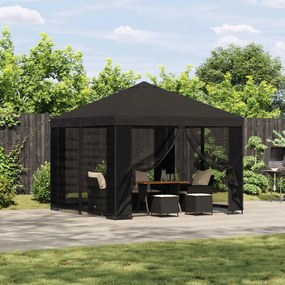 vidaXL Κιόσκι 3 x 3 m Ανθρακί Πολυεστέρας και Χάλυβας 190 gsm