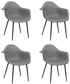 Καρέκλες Τραπεζαρίας 4 τεμ. Γκρι από Πολυπροπυλένιο - Γκρι