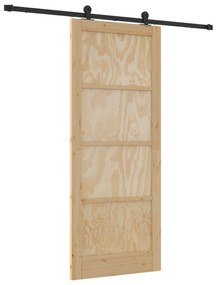 vidaXL Συρόμενη Πόρτα με Σετ Εξαρτημάτων 86x211 cm Συμπαγές Ξύλο Πεύκο
