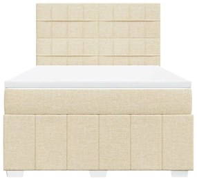 vidaXL Κρεβάτι Boxspring με Στρώμα Κρεμ 140x190 εκ. Υφασμάτινο