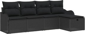 vidaXL Σετ Καναπέ Κήπου με μαξιλάρι 5 pcs Μαύρο Πολυ ράταν