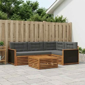 vidaXL Σειρά Καναπέ Εξωτερικού 5 pcs Φυσικό και Ανθρακί