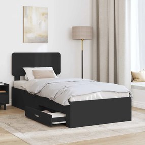 vidaXL Σκελετός Κρεβατιού Μαύρο 75 x 190 cm Επεξεργασμένο ξύλο