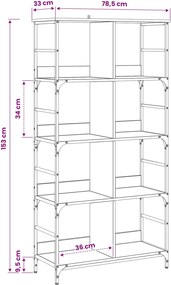 vidaXL Ράφι Βιβλίων 4 επιπέδων 78,5 x 33 x 153 εκ. μέταλλο PB