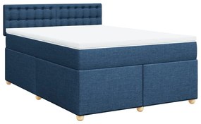 Κρεβάτι Boxspring με Στρώμα Μπλε 140x200 εκ. Υφασμάτινο - Μπλε