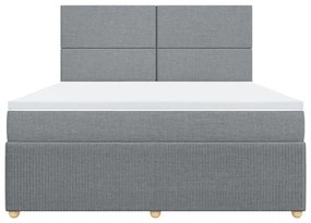 Κρεβάτι Boxspring με Στρώμα Ανοιχτό Γκρι 180x200 εκ. Υφασμάτινο - Γκρι