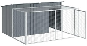 vidaXL Σπιτάκι Σκύλου με Αυλή Ανθρακί 197x194x110 εκ. Γαλβαν. Χάλυβας