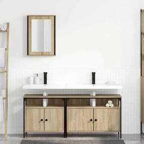 vidaXL Σετ Επίπλων Μπάνιου με ράφι με πόρτα 3 pcs Καφέ 80 x 30 x 60 cm