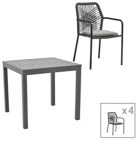 Intrahome Τραπεζαρία Kliton-Kherson σετ 5τεμ Intrahome αλουμίνιο σε ανθρακί απόχρωση 80x80x74εκ | SKU: INTRAPA-311111957