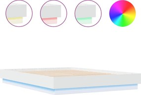 vidaXL Πλαίσιο Κρεβατιού με LED Λευκό 150 x 200 εκ