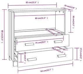 Ντουλάπι HAMAR Αν. Γκρι 85 x 35 x 80 εκ. από Μασίφ Ξύλο Πεύκου - Γκρι