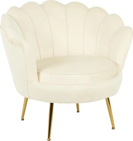 Πολυθρόνα Daimon βελούδο σε λευκό-χρυσό απόχρωση 79x74x78εκ 79x74x78 εκ.
