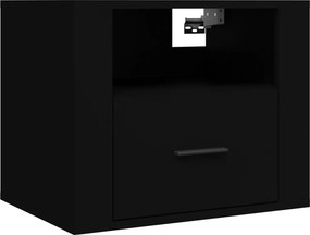 vidaXL Κομοδίνο Επιτοίχιο Μαύρα 50x36x40 εκ.