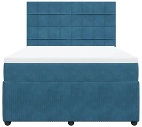 vidaXL Κρεβάτι Boxspring με Στρώμα Σκούρο Μπλε 140x200 εκ. Βελούδινο