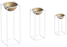 Κασπώ (Σετ 3Τμχ) 247HFM1171 28x28x80/22x22x60/17x17x40cm White-Gold Aberto Design Metal