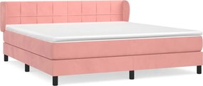 vidaXL Κρεβάτι Boxspring με Στρώμα Ροζ 160x200 εκ. Βελούδινο