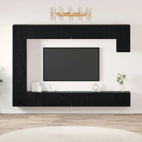 vidaXL Σετ επίπλου τηλεόρασης 9 pcs Μαύρη Οξυά Επεξεργασμένο ξύλο