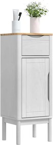 vidaXL Ντουλάπι Μπάνιου FLORO Λευκό 35 x 30 x 90 cm Στερεό ξύλο πεύκου
