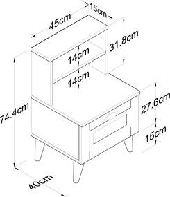 Κομοδίνο Με Συρτάρι & Ράφια (45x40x74.4) A-G 893RAN5310 White