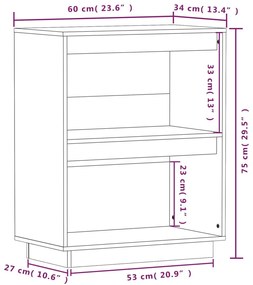 Ντουλάπι Κονσόλα Μελί 60 x 34 x 75 εκ. από Μασίφ Ξύλο Πεύκου - Καφέ