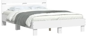 vidaXL Πλαίσιο Κρεβατιού με κεφαλάρι Λευκό 135x190 εκ Επεξεργ. Ξύλο