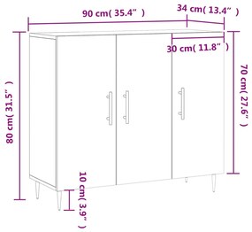 Ντουλάπι Sonoma δρυς 90x34x80 εκ. Επεξεργασμένο Ξύλο - Καφέ