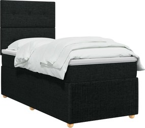 vidaXL Κρεβάτι box spring με στρώμα Μαύρο 80 x 200 cm Ύφασμα