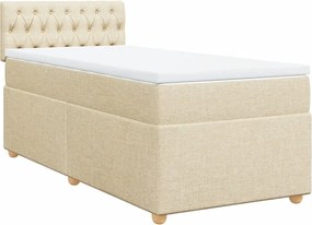 vidaXL Κρεβάτι Boxspring με Στρώμα Κρεμ 90x190 εκ.Υφασμάτινο