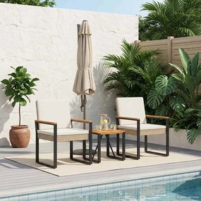 vidaXL Σετ Εξωτερικών Επίπλων 3 pcs Μπεζ και Κρέμ συνθετικό ρατάν