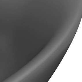 Νιπτήρας με Υπερχείλιση Οβάλ Σκ. Γκρι Ματ 58,5x39 εκ. Κεραμικός - Γκρι
